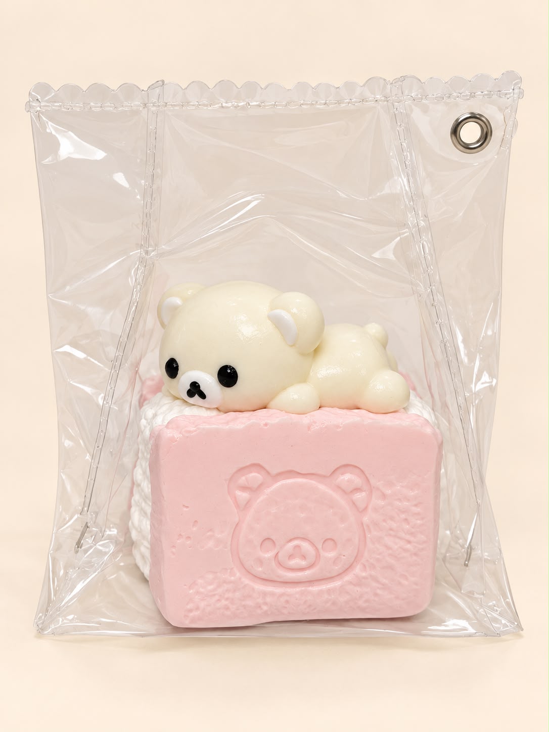 Bear on Pink Toast Loaf Squishy