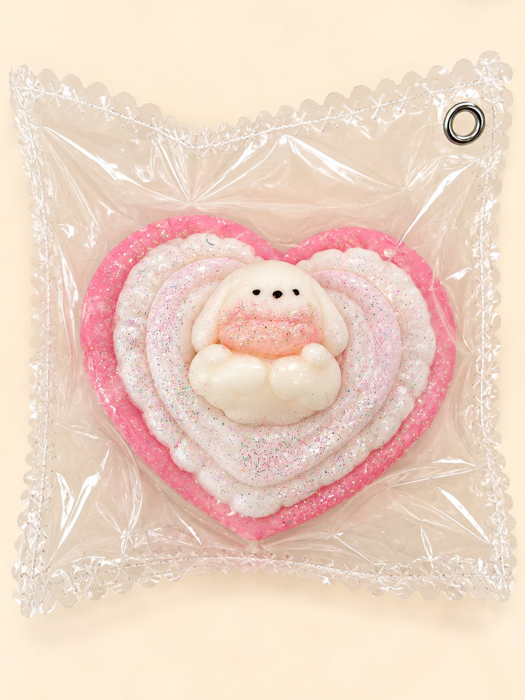 Glitter Heart Bunny Squishy Toy