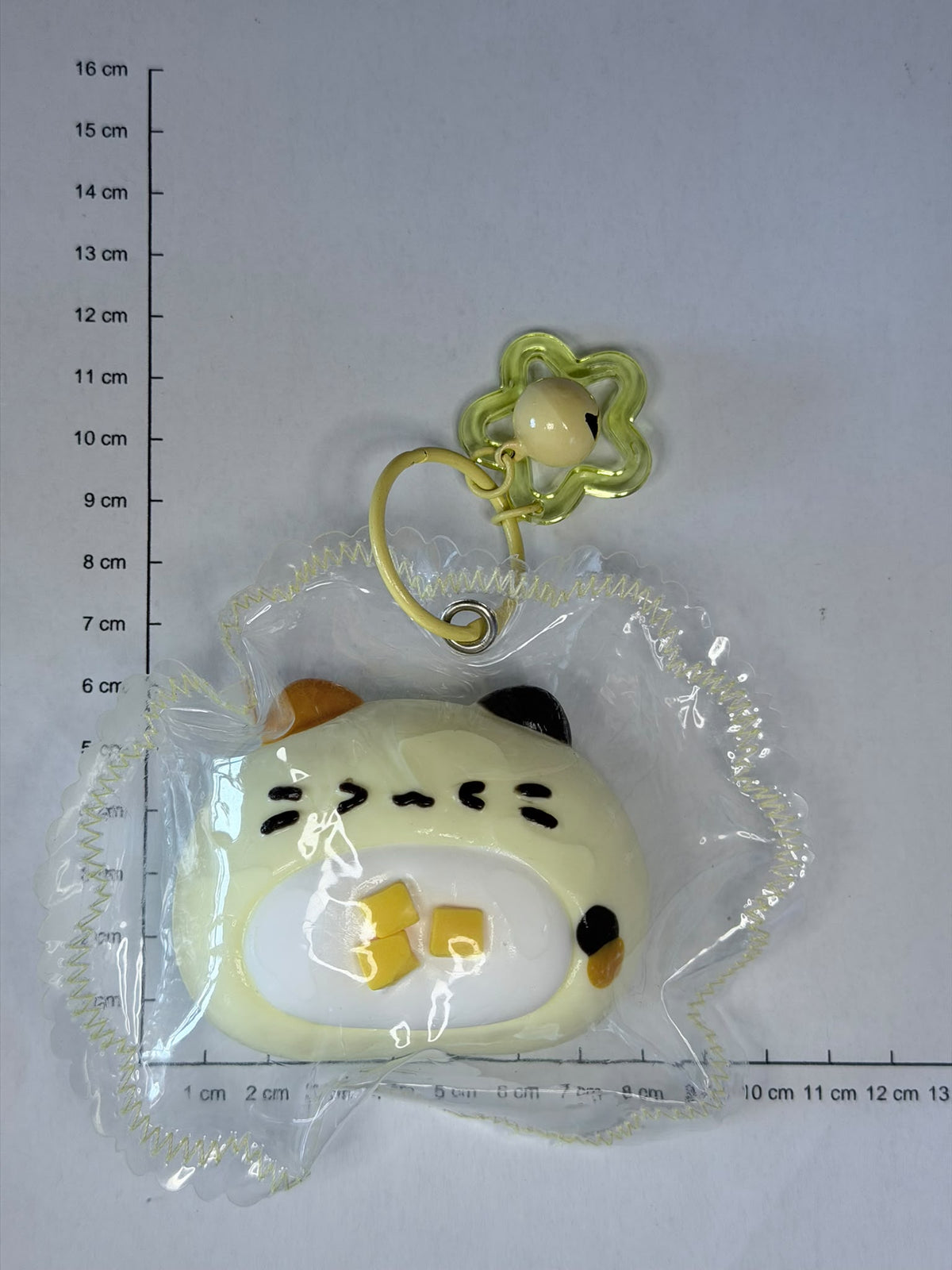 Kawaii Yellow Cat Squishy Keychain with Bell