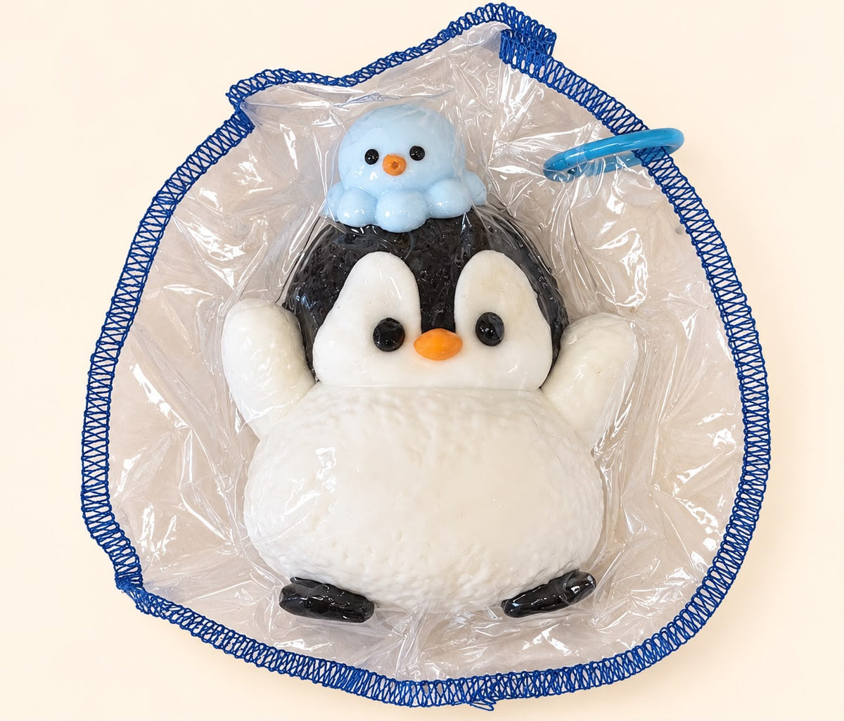 Penguin with Baby Chick Squishy Keychain