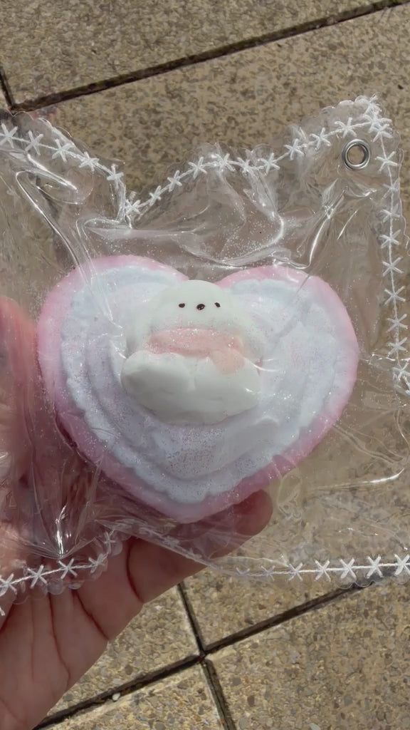 Glitter Heart Bunny Squishy Toy